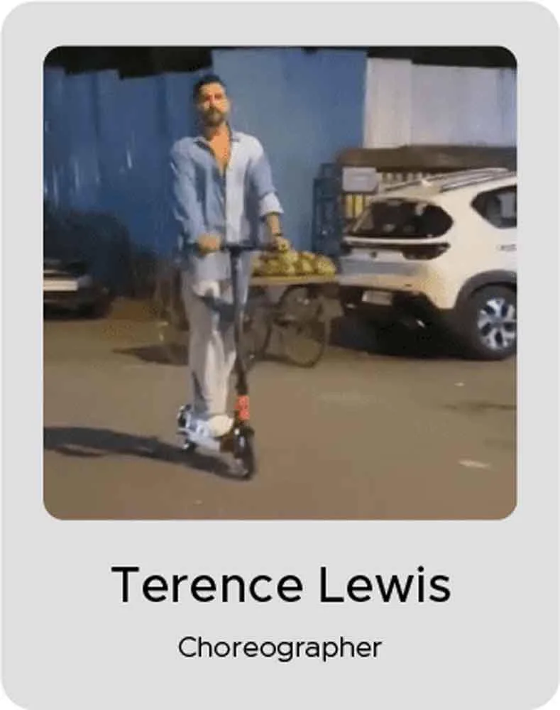 Terence Lewis, Choreographer, with an EMotorad electric cycle